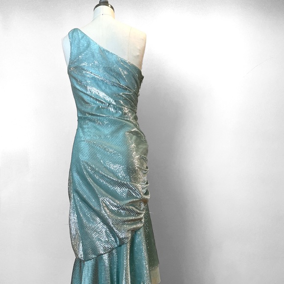80s New Leaf by Samir one shoulder lurex prom dress - Picture 5 of 6